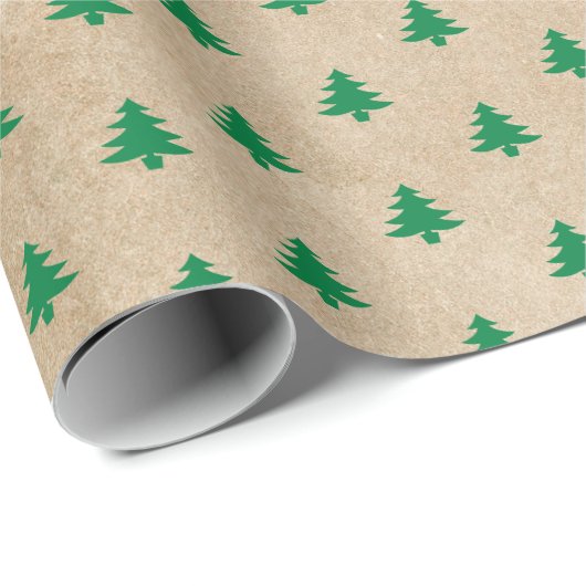 Modern Retro Green Kerstbomen Pattern Cadeaupapier (Rol Hoek)