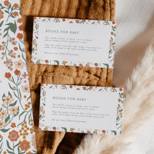 Modern Retro Groovy Books voor Baby Floral Informatiekaartje