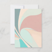 Modern Retro Groovy Peach Blauwgroen & Aqua Weddin Save The Date (Achterkant)