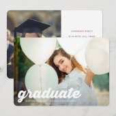 Modern RETRO High School 2 Foto afstuderen Aankondiging (Voorkant / Achterkant)