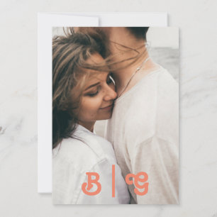 Modern Retro   Koraal Casual Foto Monogram Kaart