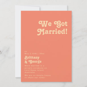 Modern Retro   Koraal Elopement Aankondiging