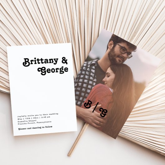 Modern Retro Lettering Casual fotoMonogram Kaart