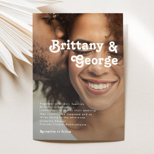 Modern Retro Lettering Faded Fotobruiloft Kaart