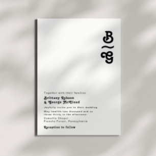 Modern Retro Lettering Monogram Weddenschap Kaart