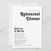 Modern Retro Lettering Rehearsal Dinner Uitnodigin Kaart (Voorkant)