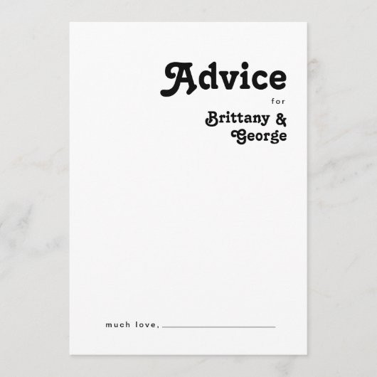 Modern Retro Lettering Weddenschap Advieskaart (Voorkant)
