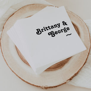 Modern Retro Lettering Wedding Napkins Servet