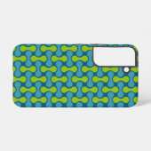 Modern Retro Link Patroon in Blauw en Groen Samsung Galaxy Hoesje (Achterkant horizontaal)