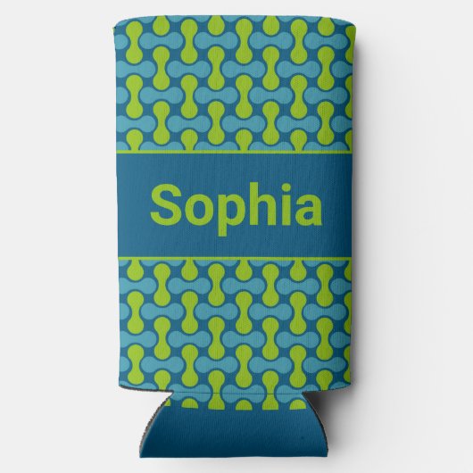 Modern Retro Link Pattern in Blue and Green (Achterkant)