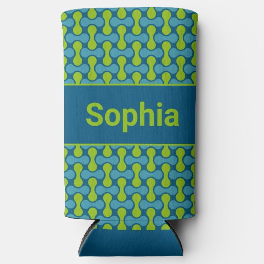 Modern Retro Link Pattern in Blue and Green (Voorkant)