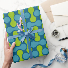 Modern Retro Link Pattern in Blue and Green Cadeaupapier