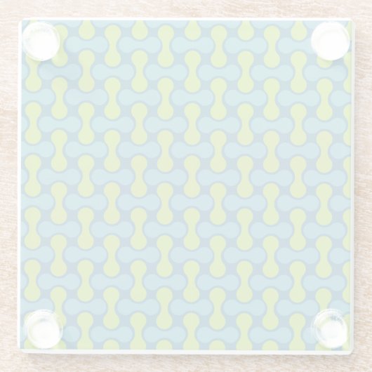 Modern Retro Link Pattern in Blue and Green Glazen Onderzetter (Achterkant)