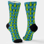Modern Retro Link Pattern in Blue and Green Sokken (Gebogen)