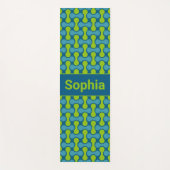 Modern Retro Link Pattern in Blue and Green Yogamat (Voorkant)