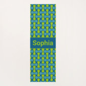 Modern Retro Link Pattern in Blue and Green Yogamat (Achterkant)