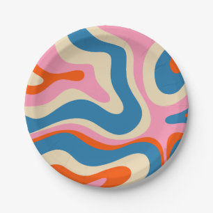 Modern Retro Liquid Swirl Abstract Patroon Papieren Bordje