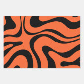 Modern Retro Liquid Swirl Abstract Zwart Sinaasapp Inpakpapier Vel (Voorkant 2)