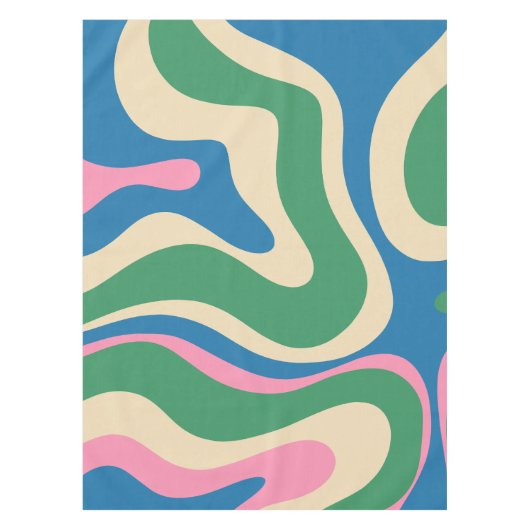 Modern Retro Liquid Swirl Colorful Abstract Tafelkleed (Voorkant)