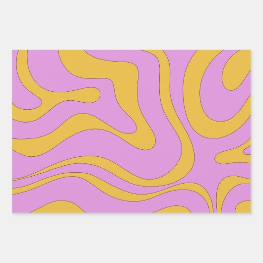 Modern Retro Liquid Swirl Funky Abstract Pattern Inpakpapier Vel (Voorkant)