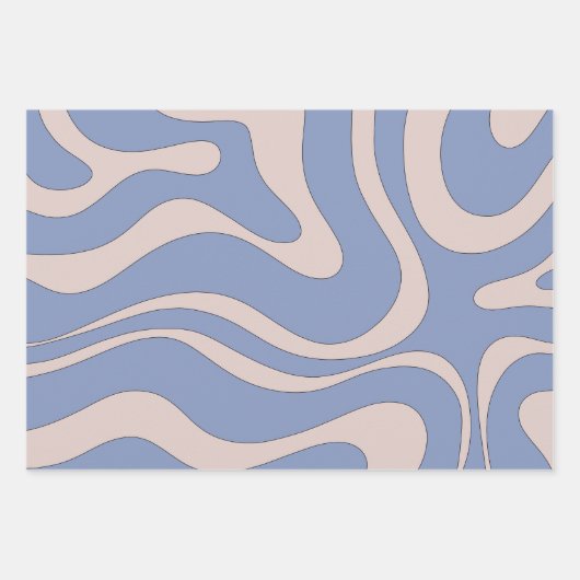 Modern Retro Liquid Swirl Funky Abstract Pattern Inpakpapier Vel (Voorkant 3)