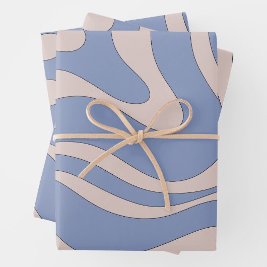 Modern Retro Liquid Swirl Funky Abstract Pattern Inpakpapier Vel (In situ)