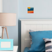 Modern Retro Mountain-landschap - levendig rood en Folie Afdrukken (Insitu (Slaapkamer))