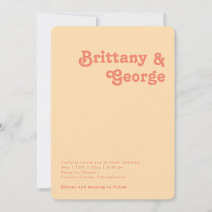 Modern Retro   Oranje Casual Ronde Rondges Wedding Kaart