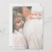 Modern Retro | Oranje Cream Faded-fotoweddenschap Kaart (Voorkant)