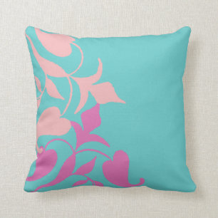 Modern Retro Paars roze wijnstok op Blauwgroen Sie Kussen
