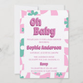 Modern Retro Pastel Oh Baby Shower Invitation (Devant)