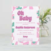 Modern Retro Pastel Oh Baby Shower Invitation (Debout devant)