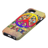 Modern Retro Peace Sign Text Birds & Flowers Case-Mate iPhone Case (Onderkant)