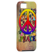 Modern Retro Peace Sign Text Birds & Flowers Case-Mate iPhone Case (Back/Rechts)