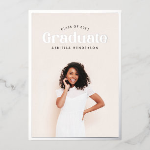 Modern Retro Photo Afstuderen Folie Uitnodiging