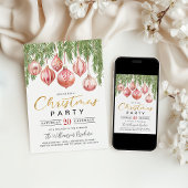 Modern Retro Pink Christmas Party Invitation