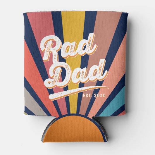 Modern Retro Rad Dad Fun regenboog Blikjeskoeler (Voorkant)