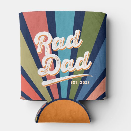 Modern Retro Rad Dad Fun  regenboog Blikjeskoeler (Achterkant)