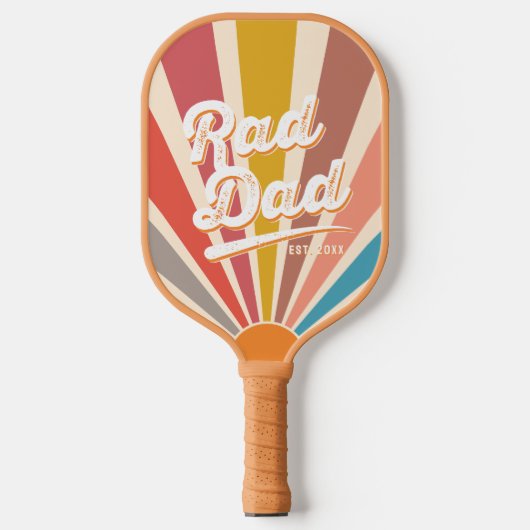 Modern Retro Rad Dad Fun  regenboog Pickleball Paddle (Voorkant)