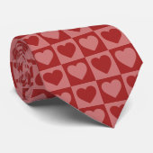 Modern Retro Red en Roze minimalistisch hartpatroo Stropdas (Opgerold)