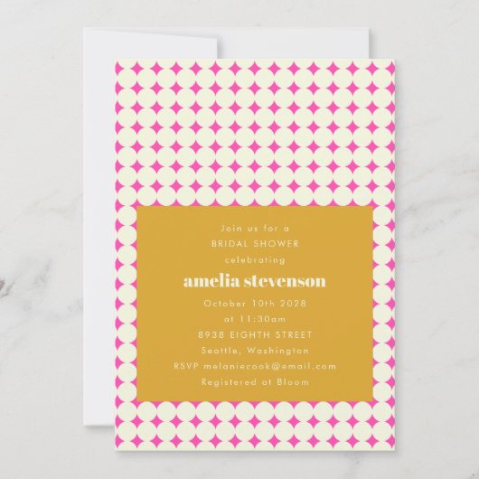 Modern Retro Roze Gele Stippen Vrijgezellenfeest Kaart (Voorkant)