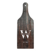 Modern Retro Rustic Monogram Dark Wood Snijplank (Voorkant)