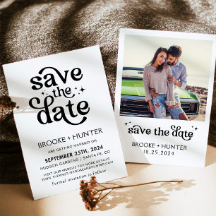 Modern Retro Save The Date Trouw Uitnodiging