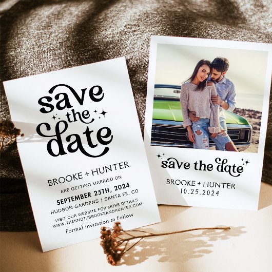 Modern Retro Save The Date | Trouwkaart Kaart
