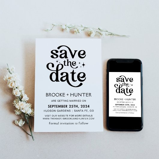 Modern Retro Save The Date | Trouwkaart Kaart