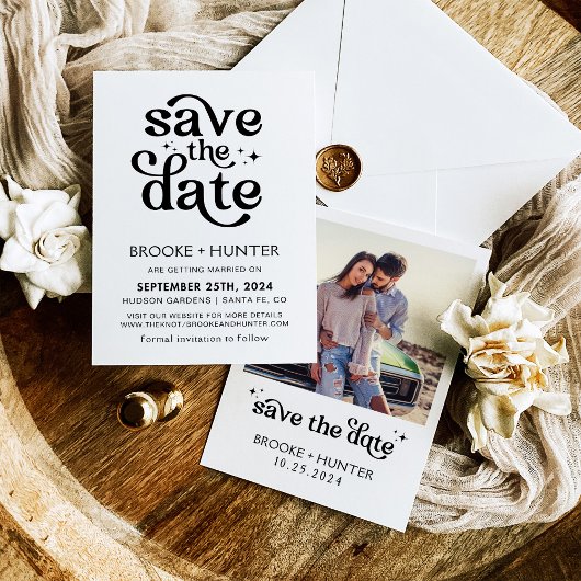 Modern Retro Save The Date | Trouwkaart Kaart
