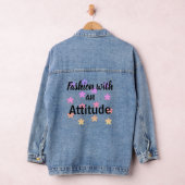 Modern retro schattig elegant zwart-wit script denim jacket (Hangar)