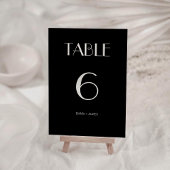 Modern Retro Solid Black Trouwtafel Nummer Kaart