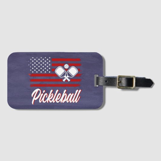 Modern Retro Sports Id Bag Pickleball Bagagelabel (Voorkant (horizontaal))