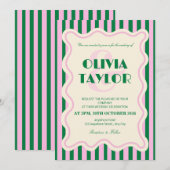 Modern Retro Striped Wedding Invitation (Devant / Derrière)